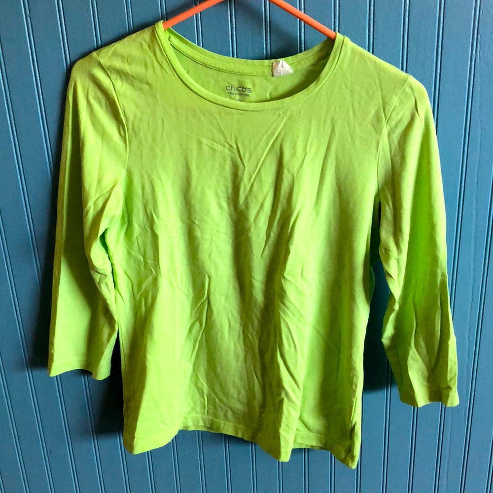 Lime green, 3/4 sleeve lightweight summer shirt